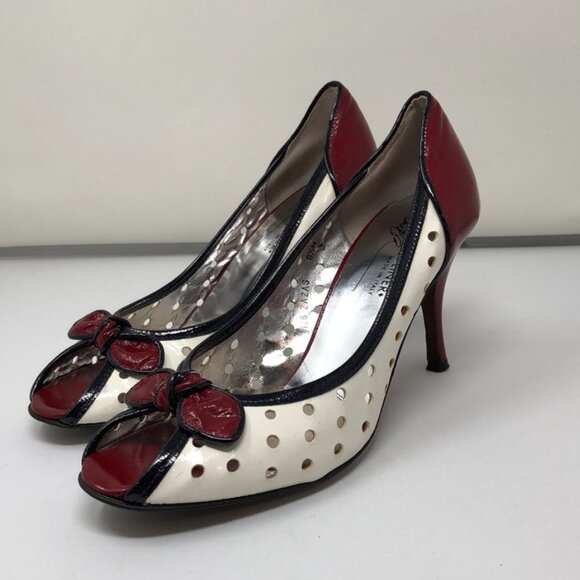 VTG Donald Pliner Open-Toe Pumps Heels Patent Leather 8.5 whimsigoth 80s 90s - Picture 2 of 11